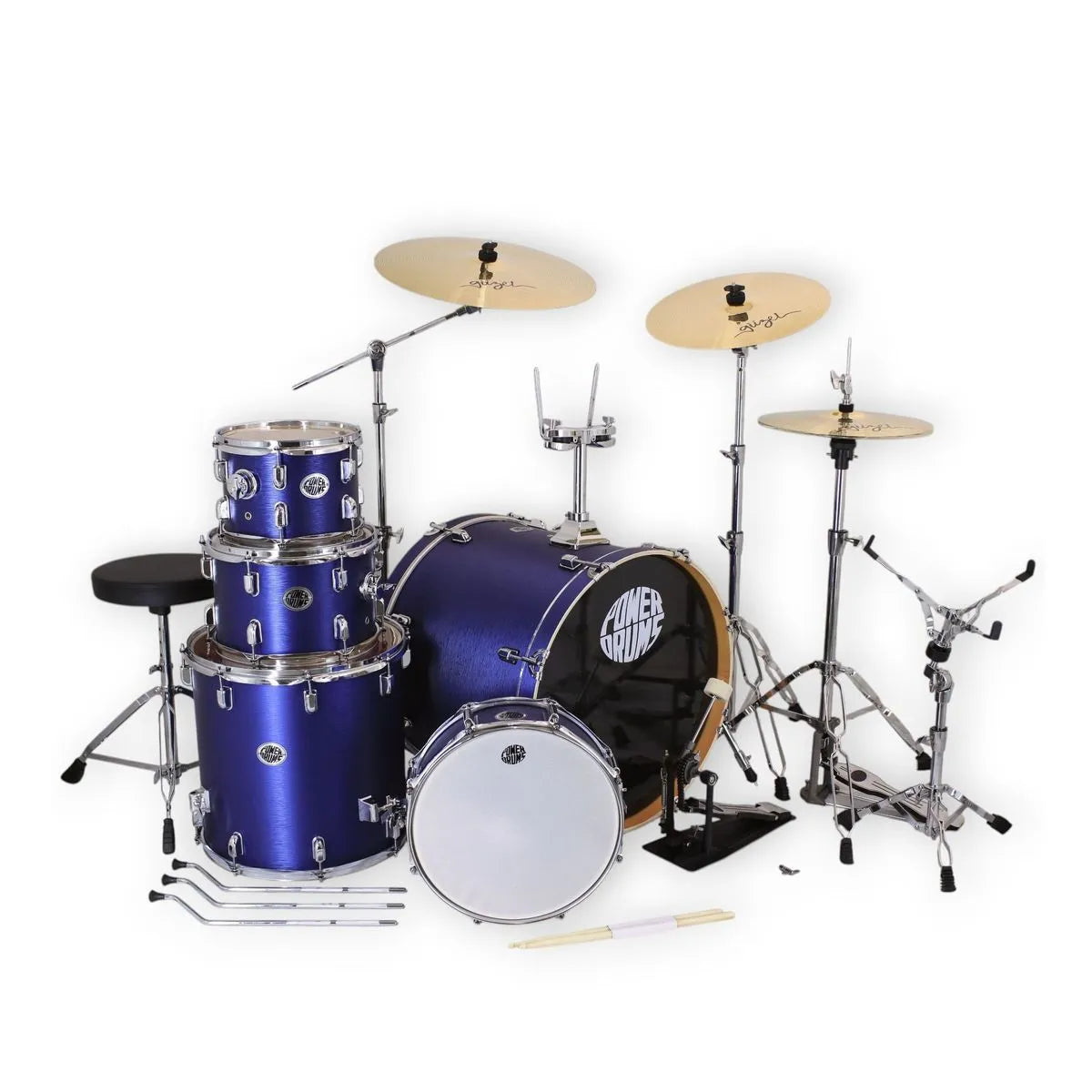 Set de batería acústica PowerDrums JJ-5 DLM con platillos Guzel