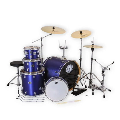 Set de batería acústica PowerDrums JJ-5 DLM con platillos Guzel