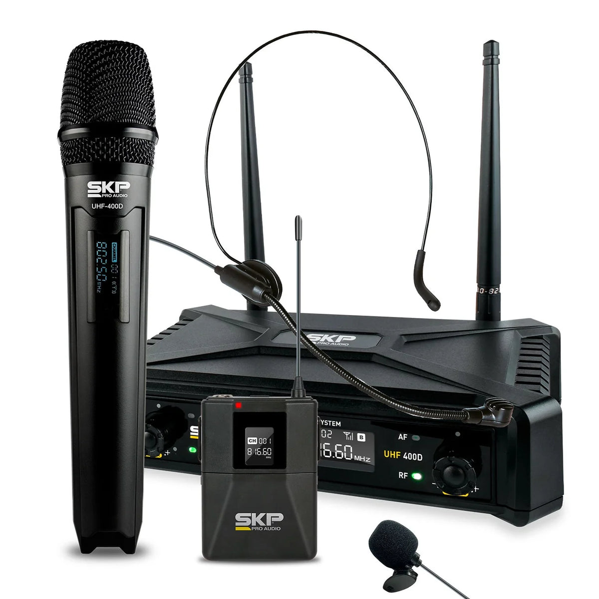SKP UHF-400D Sistema Inalámbrico Digital 3 en 1