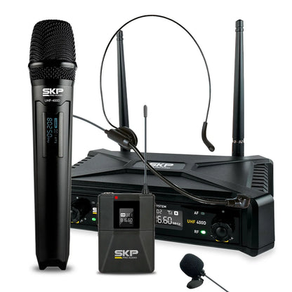 SKP UHF-400D Sistema Inalámbrico Digital 3 en 1