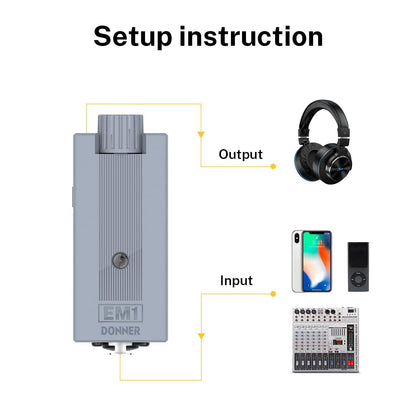Amplificador de Audífonos In-Ear Donner EM1 Mono/Estéreo Recargable