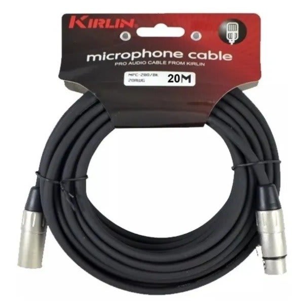 CABLE XLR-XLR KIRLIN 20 MTS MPC-280-20M-BK