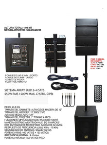 SISTEMA ARRAY SUB12 + 4 SATS 550W RMS 1500W. C/ATRIL CIPRIANI